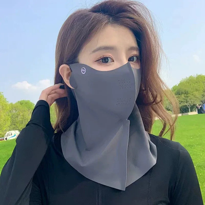 Ladies and Men's Summer Full Face Hyaluronic Acid Sunscreen Mask UPF 500+UV Protection Breathable Ice Silk Mask for Outdoor Spor