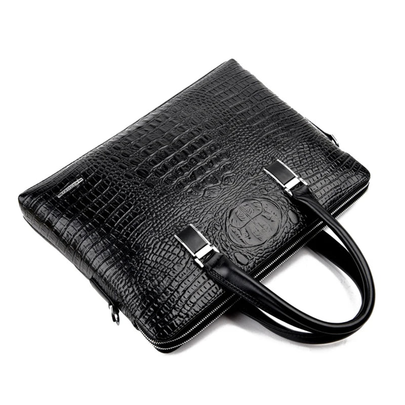 Alligator Briefcase Bag for Man PU Leather Crocodile Tote Handbag Laptop 14 Male Shoulder Business Messenger Crossbody Side Bag