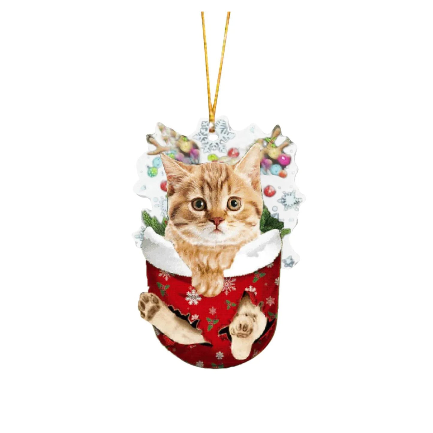 Cartoon Cat Christmas Decoration - Cute Hanging Xmas Tree Pendant for Home Party Car Decor