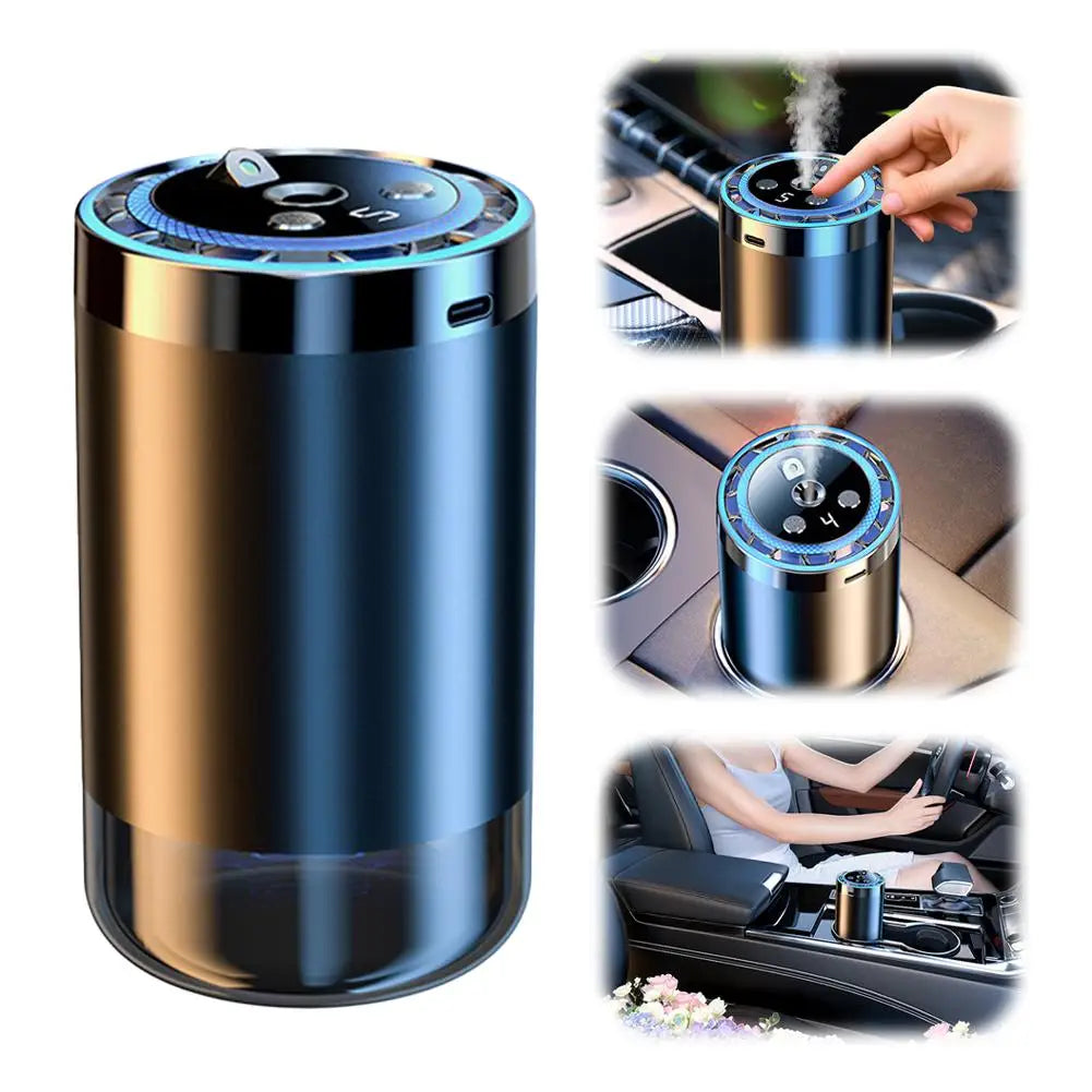 Smart Car Air Freshener - Adjustable Automatic Scent Diffuser with Starry Sky Ambient Light