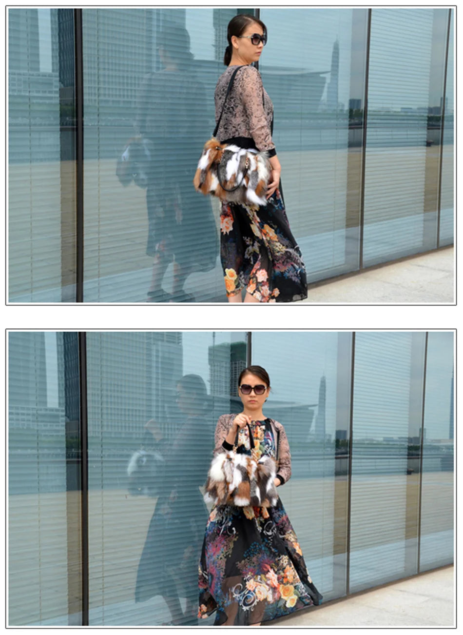 2026 New Clothing Designer Luxury Soft Fox Hair High-end Handbag Fashion Large Capacity Charm Women's Special Fur Bag