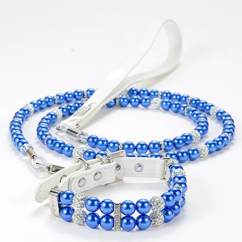 Pet Leash Collar Jewelry Pearl Cat Necklace Small and Medium-sized Dog Harnesses Supplies Wholesale