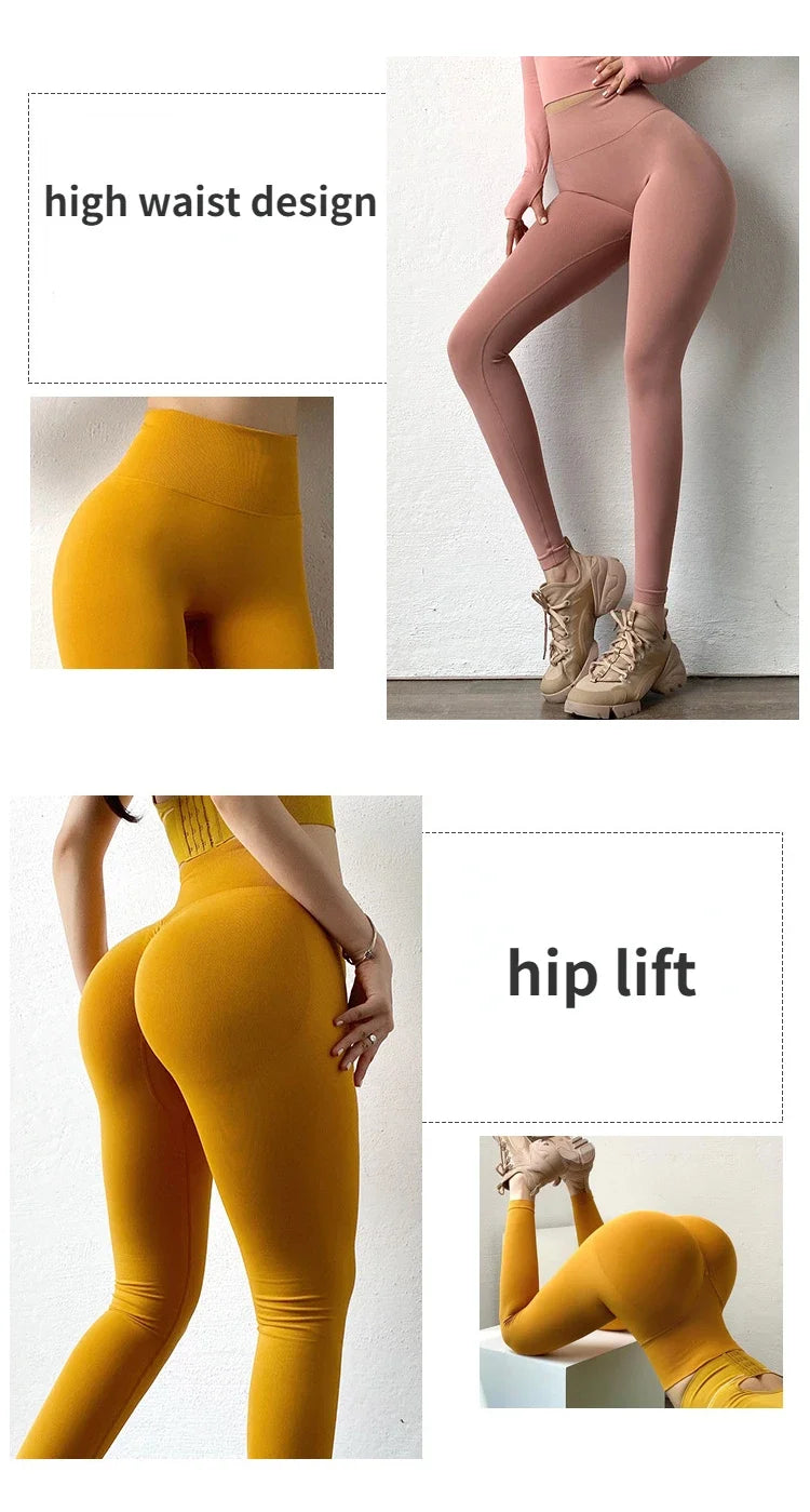 Luxe High Waist Solid Leggings Women Seamless Slim Tights Fitness Yoga Elastic Leggings Push Up Butt Knit Fashion Gym Workout Pants