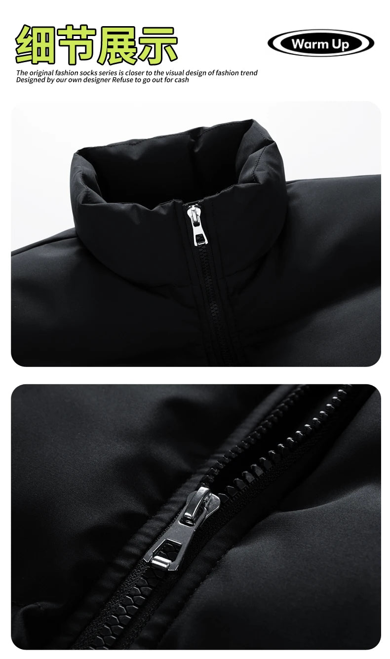 Autumn and Winter Puffer Jacket Men Vintage Warm High Neck Zipper Design Cotton-Padded Coat SINOBILLOW