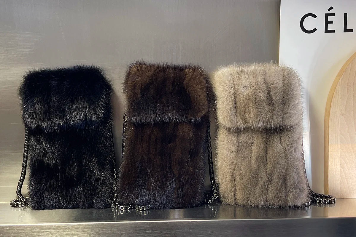 Real Mink Fur Bag Crossbody Bags For Women Phone Bag Lady Shoulder Bags Real Fur Bag Female Messenger Bag Winter Handbag Ladies
