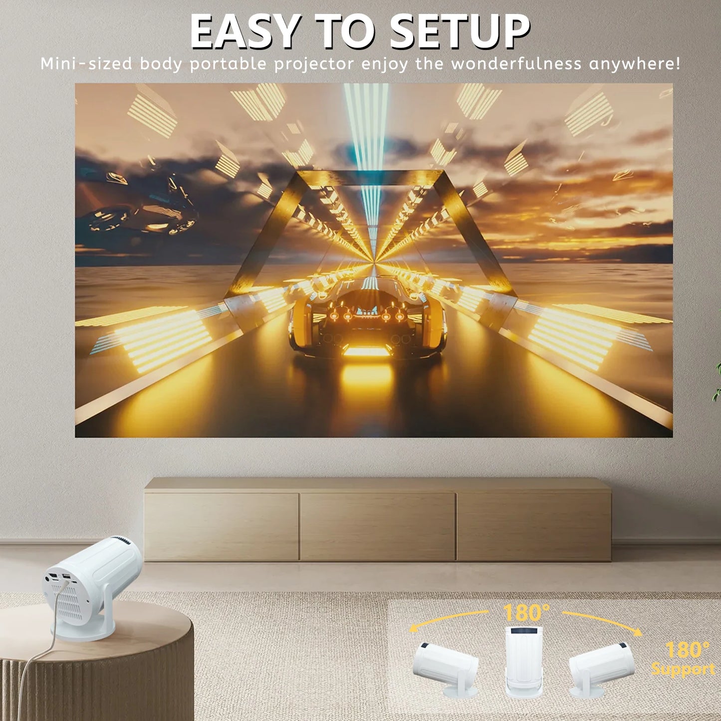Mini HD Portable Projector 1280x720P - High Brightness 2.4G WiFi Home Theater