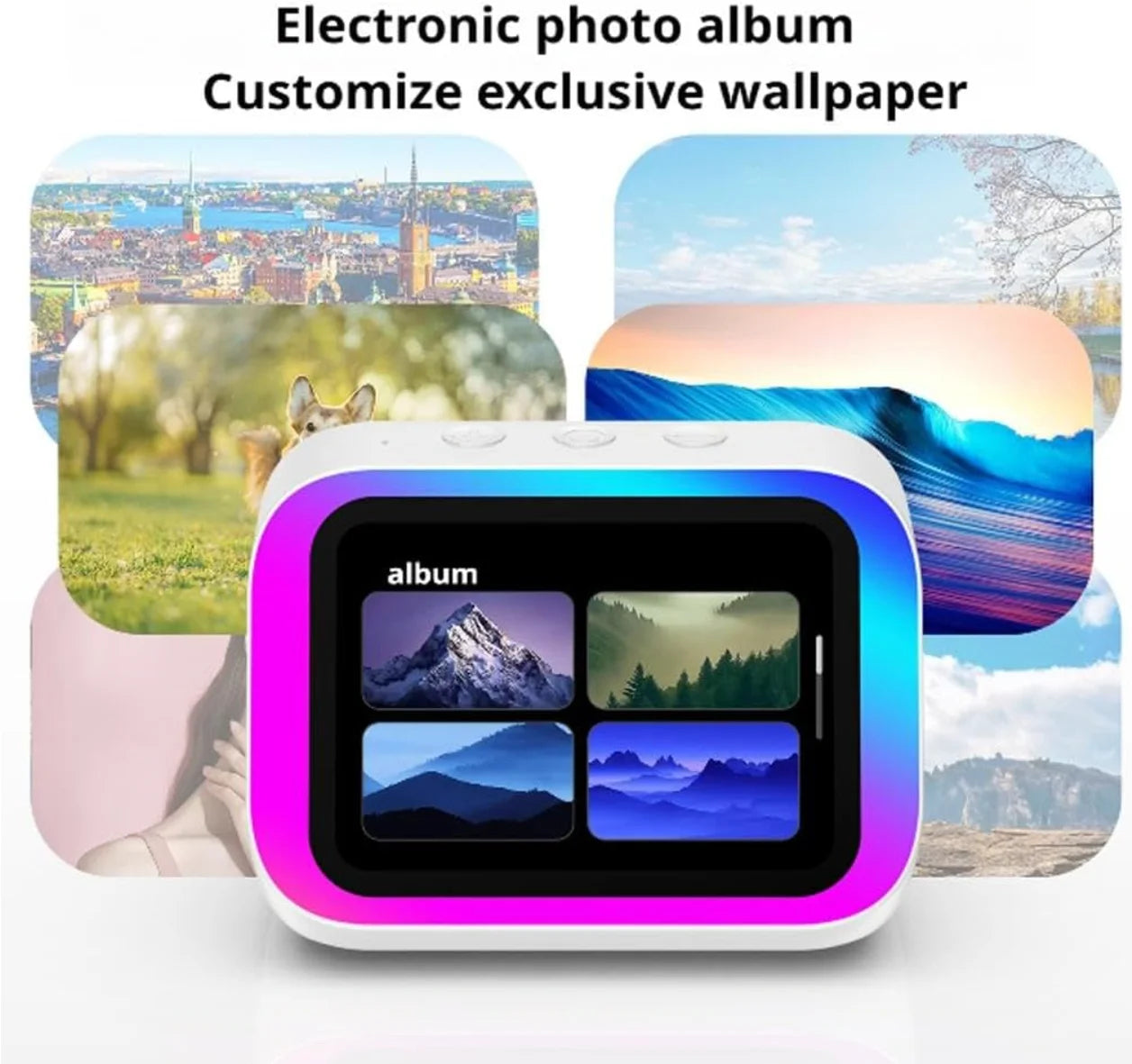 AI Smart Bluetooth 5.4 Touchscreen Speaker & Voice Assistant – Digital Album Alarm & HD Audio