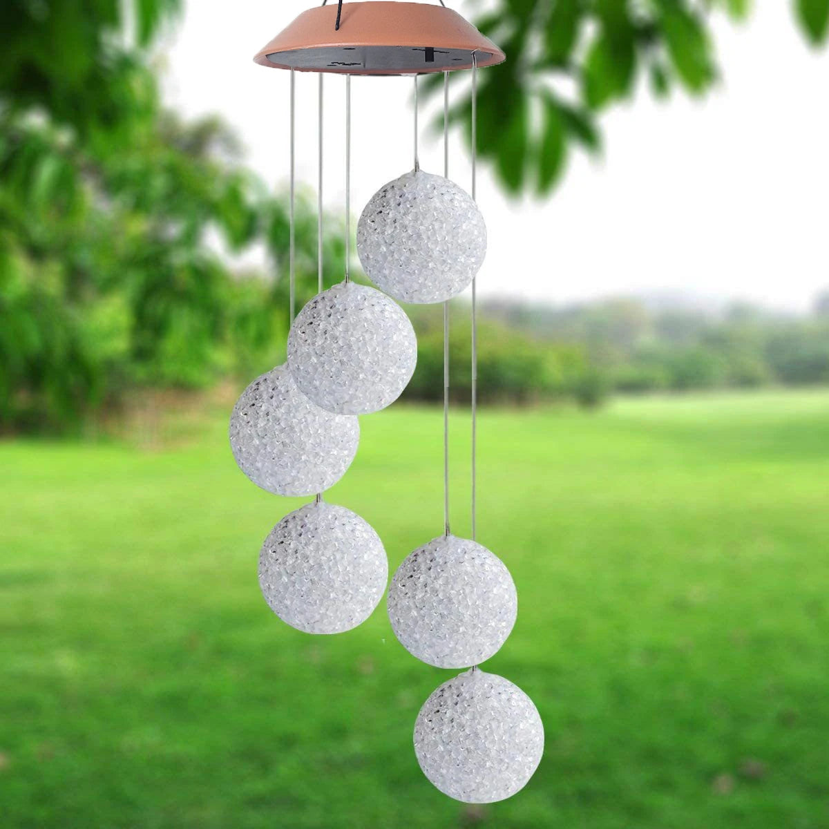 Solar Wind Chime Light - Color Changing LED Crystal Ball Hanging Lights for Garden Party Yard