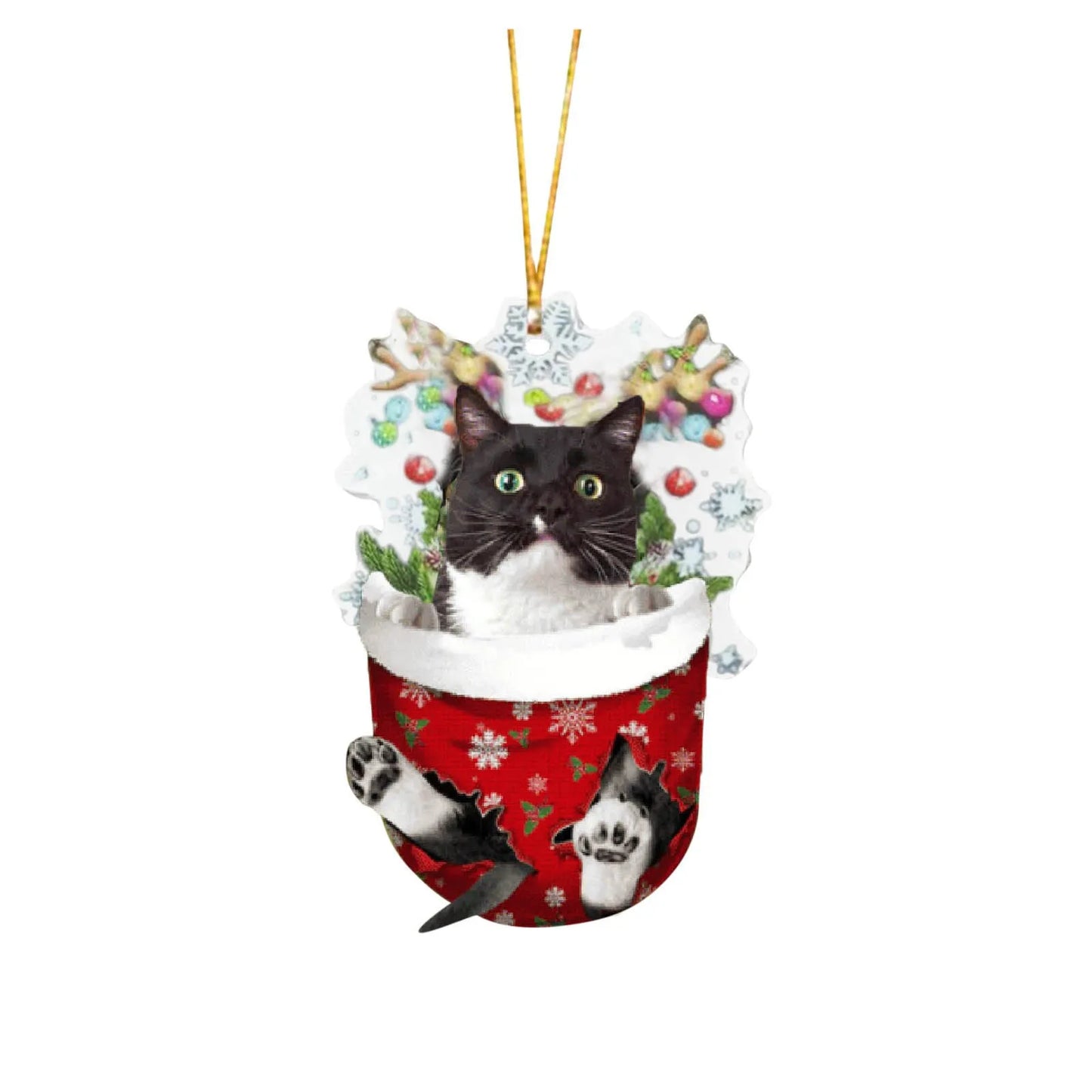Cartoon Cat Christmas Decoration - Cute Hanging Xmas Tree Pendant for Home Party Car Decor