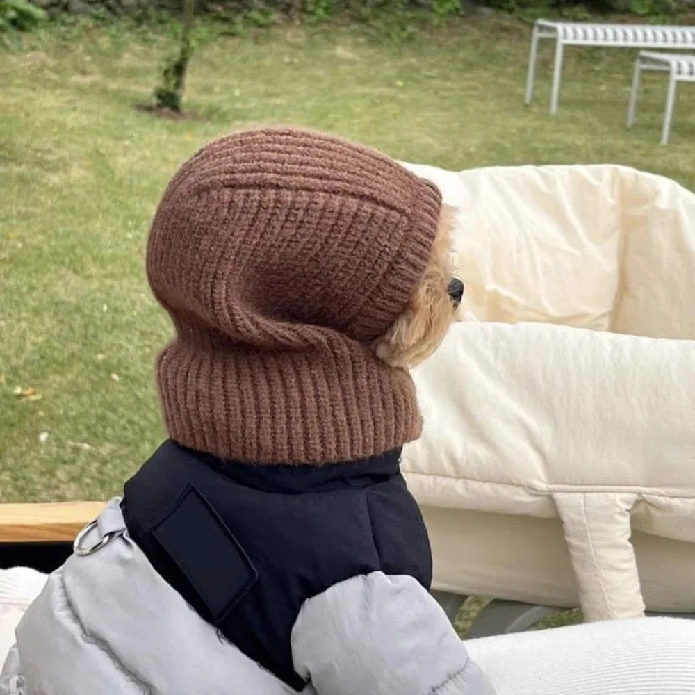 Dog Knitted Hat With Hooded Scarf Wool Cozy Winter Look