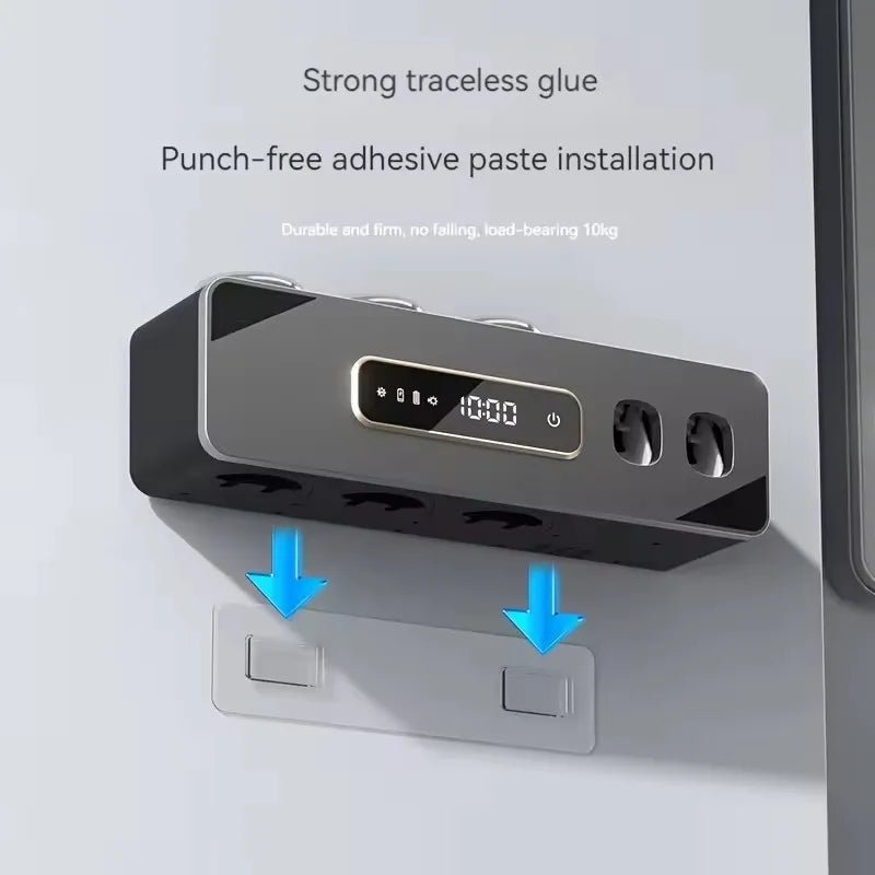 Smart UV Sanitizing Toothbrush Holder – Wall-Mounted Organizer with Automatic Toothpaste Dispenser, USB Charging, No-Drill Installation, Lithium Battery