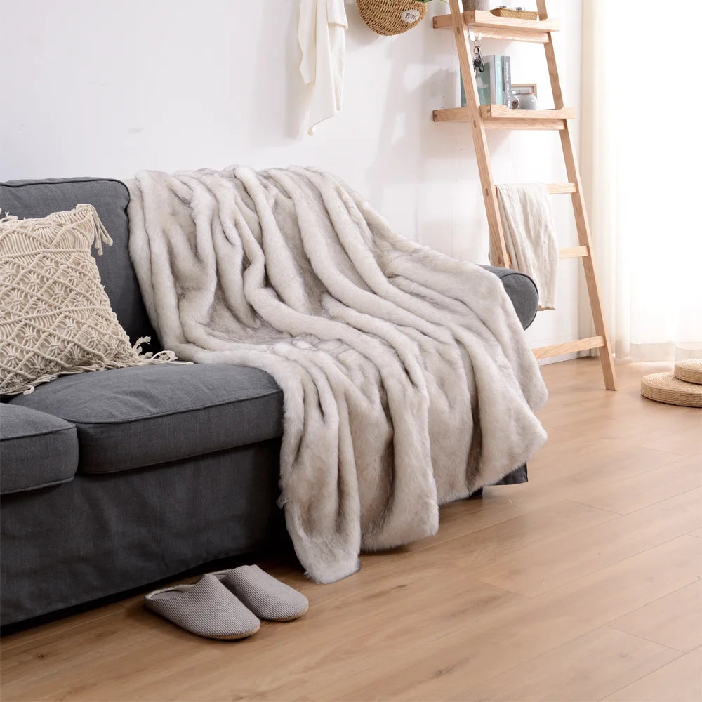 Double Layers Faux Fur Blankets Soft Warm Mink Throw Acrylic Long Pile Home Decor Imitated Fox Fur ULTIMATE LUXURY