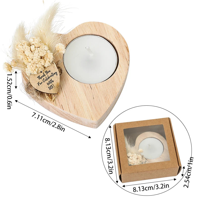 Heart Shaped Wooden Candle Holder Wedding Table Centerpiece
