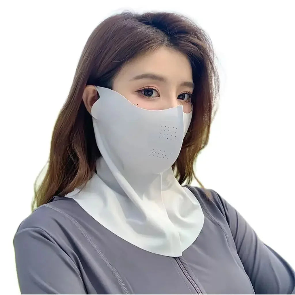 Ladies and Men's Summer Full Face Hyaluronic Acid Sunscreen Mask UPF 500+UV Protection Breathable Ice Silk Mask for Outdoor Spor