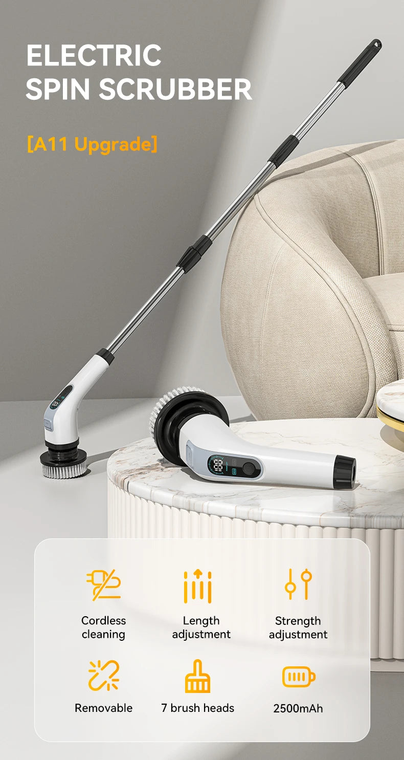 Cordless Electric Cleaning Brush 7-in-1 Bathroom Window Electric Spin Cleaner Kitchen Toilet Automotive Household Rotate Clean