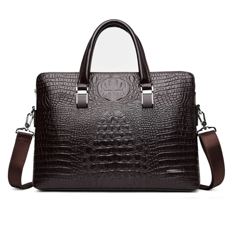 Alligator Briefcase Bag for Man PU Leather Crocodile Tote Handbag Laptop 14 Male Shoulder Business Messenger Crossbody Side Bag