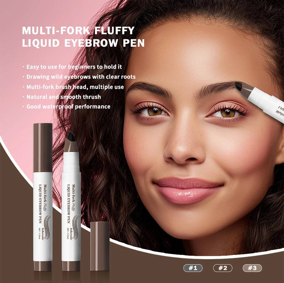 Long Lasting 4D Eyebrow Pen Multi Forks Liquid Pen Tip Fine Sketch Liquid Tattoo Brow Waterproof Precise Makeup
