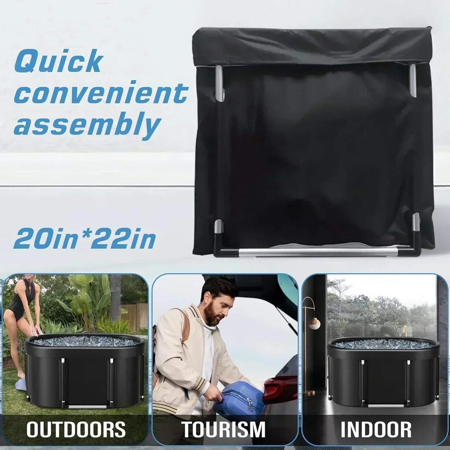 2026 Foldable Ice Bath Tub – Portable Cold Plunge Tub for Home & Outdoor Cold Therapy, Oval Spa-Style Relaxation