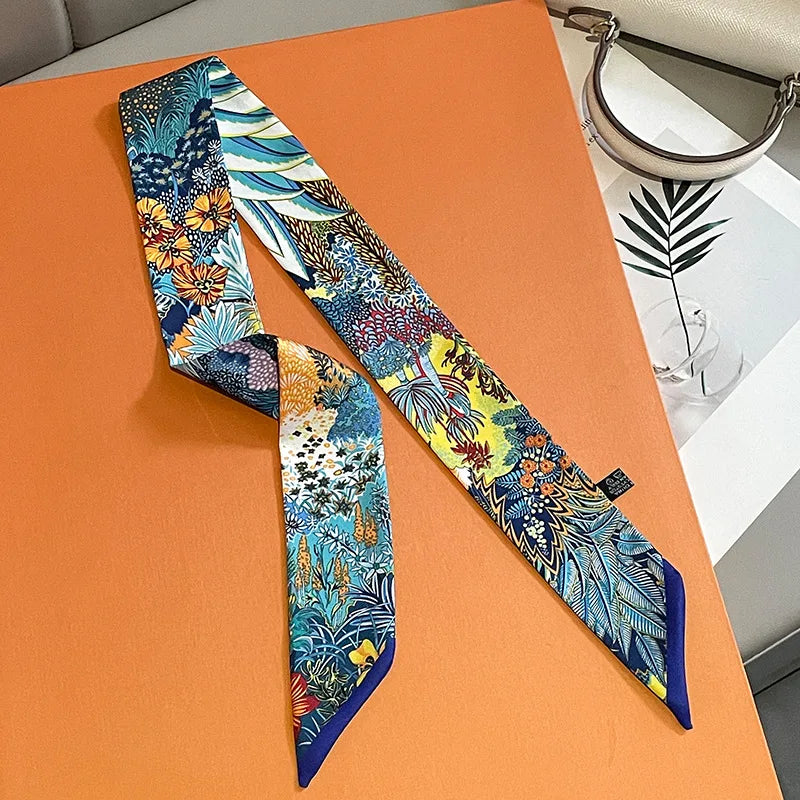 NEW 2026 Long Scarf for Women Narrow Ribbon Headband Female Neckerchief Handle Bag Band Bandana Hair Tie Accessories