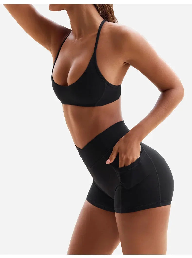 Yoga Set 2PCS Sportswear Workout Clothes Women Tracksuit Gym Legging Fitness Bra High Waist Shorts Sports Suits Athletic Wear