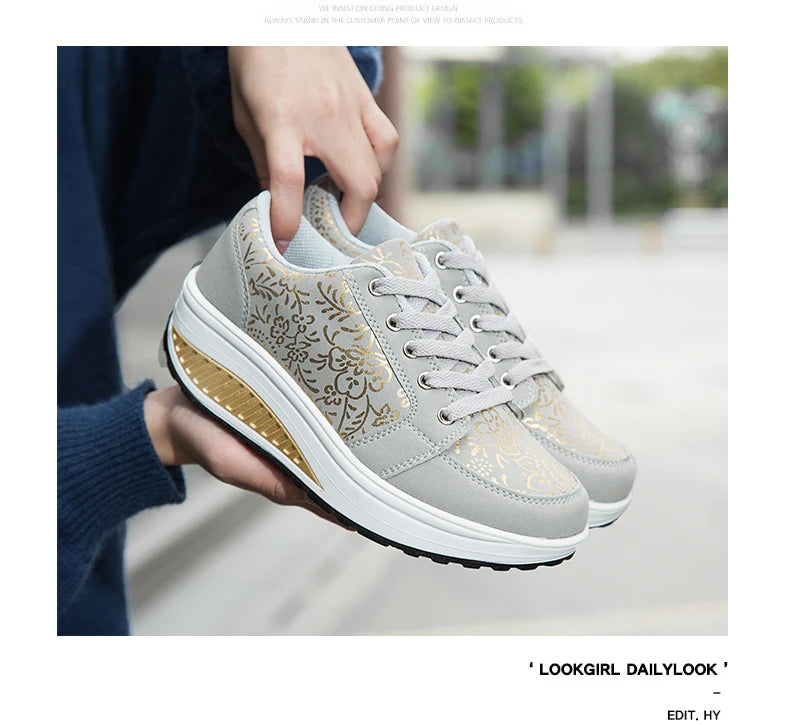 Women Leather Casual Sneakers Fashion Comfortable Platform Walking Shoes Wedge Moccasins Breathable Loafers Zapatos De Mujer