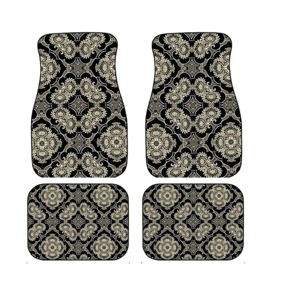 4Pcs Bohemian Car Floor Mats Rubber Back Heavy Duty Persian Carpet Car Decoration Dirty Resistant Car Floor Protector Rugs