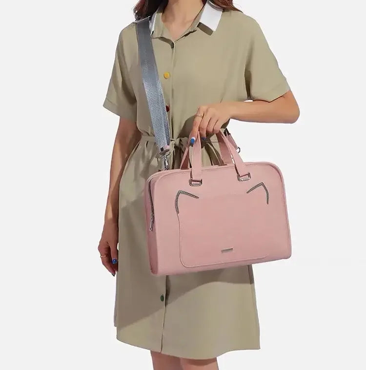 Pink Laptop Shoulder Bag Sleeve Handbag Waterproof MacBook Air Pro 13.3 14 15.6 16 Inch PC Case Travel Briefcase Shockproof