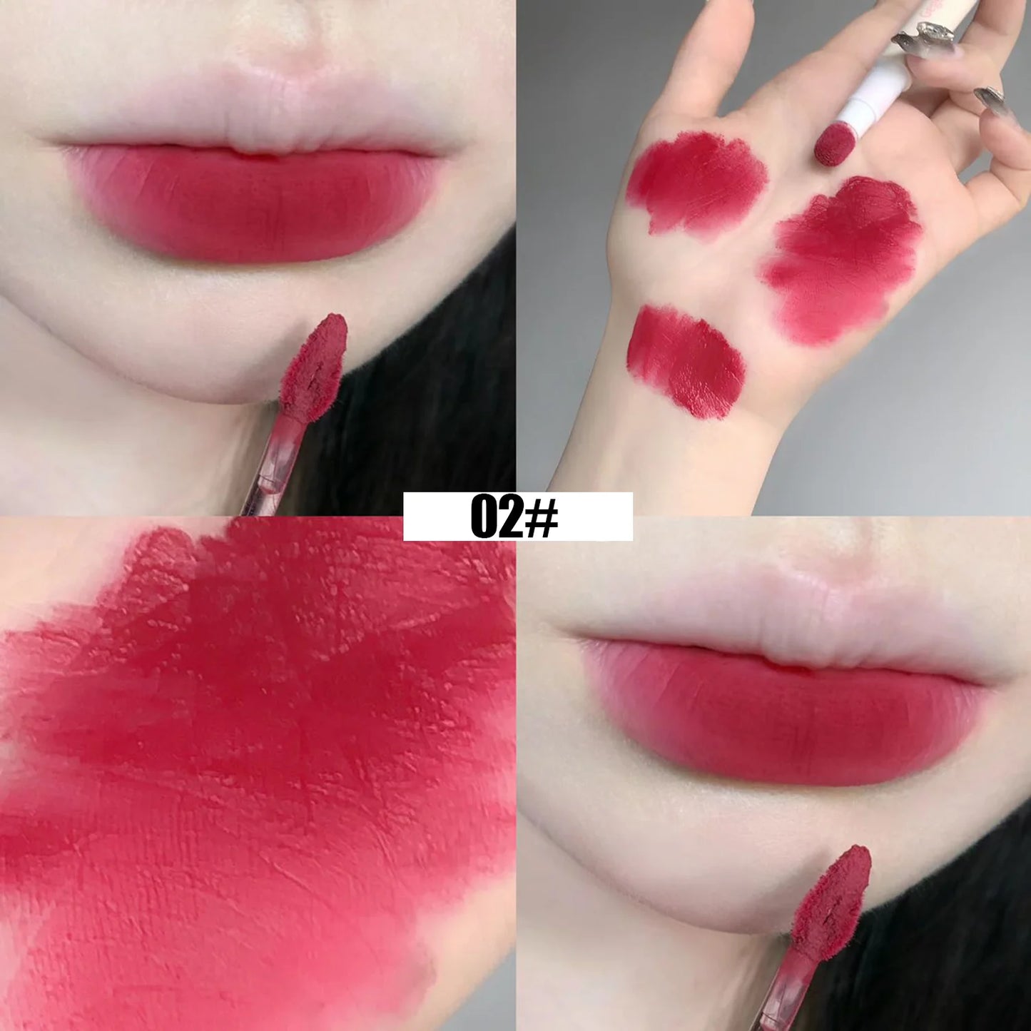 Red lip powder cream is silky smooth, moisturizing, wrinkle free, soft mist, matte lip base