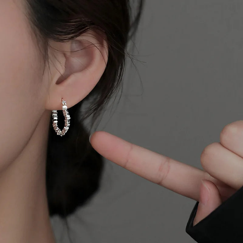 New 925 Sterling Silver Earrings Charming Minimalist Style Geometric Earrings Party Gift Women Fine Jewelry