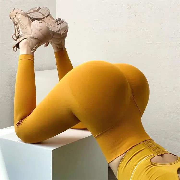 Luxe High Waist Solid Leggings Women Seamless Slim Tights Fitness Yoga Elastic Leggings Push Up Butt Knit Fashion Gym Workout Pants