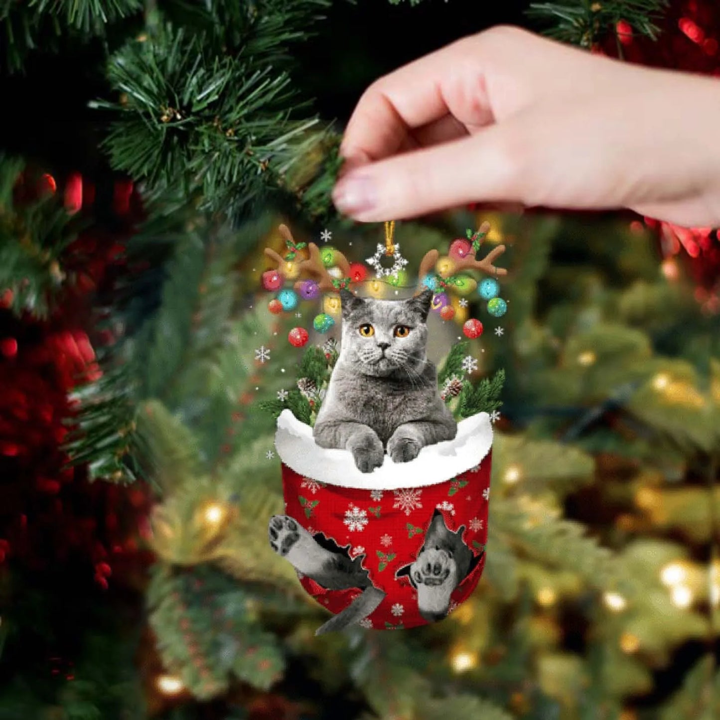 Cartoon Cat Christmas Decoration - Cute Hanging Xmas Tree Pendant for Home Party Car Decor