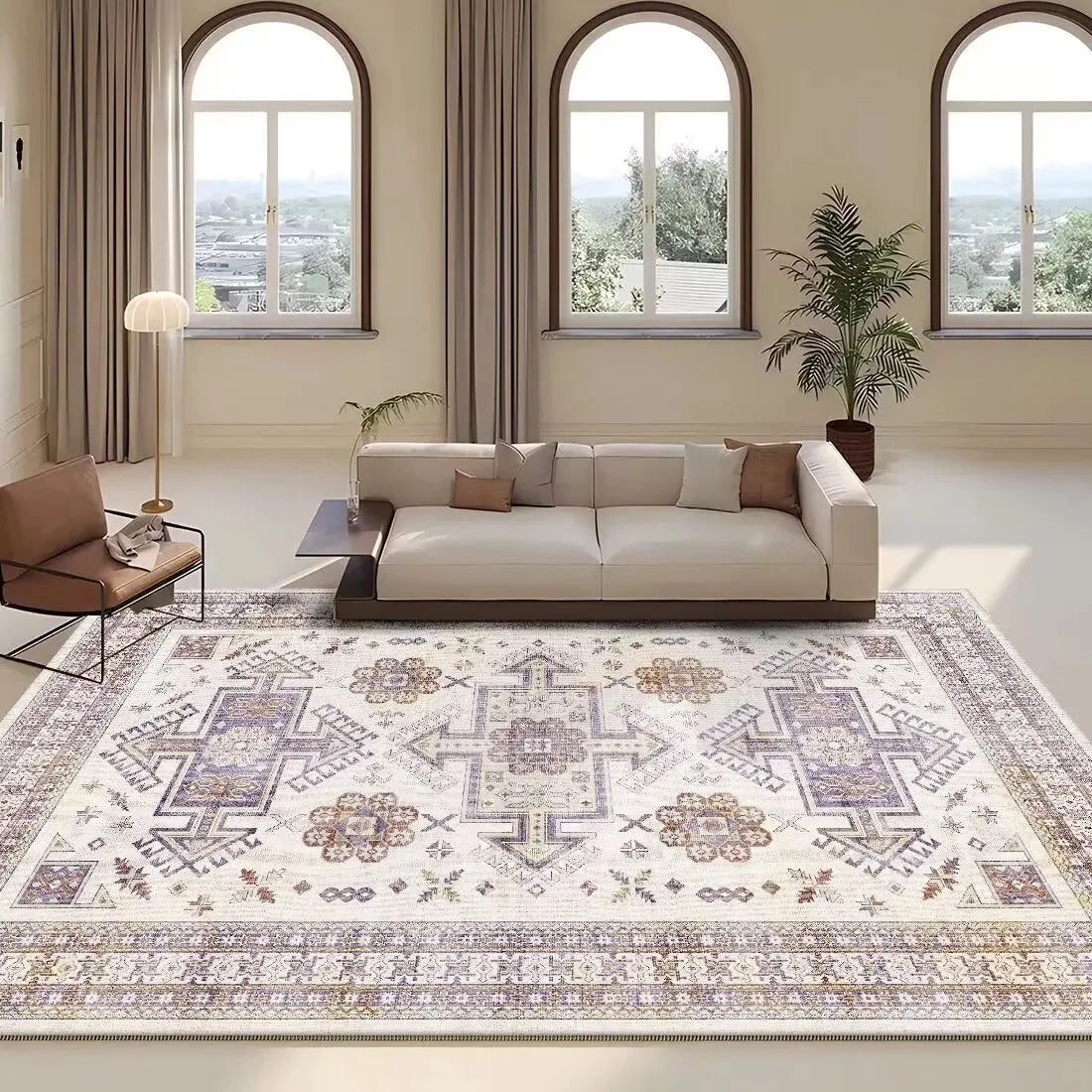 Persian Retro Rug For Living Room Sofa Area Non-Slip Washable Rug For Bedroom