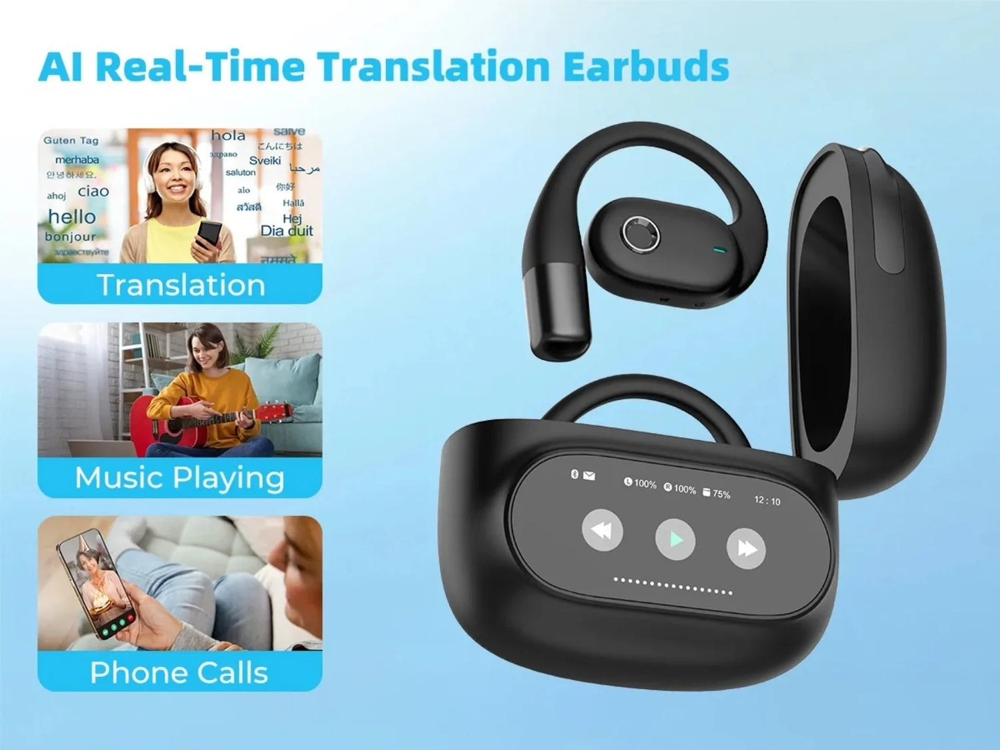 2026 Smart Translator Earbuds – 164 Languages, Bluetooth 5.4, Real-Time Voice Translation