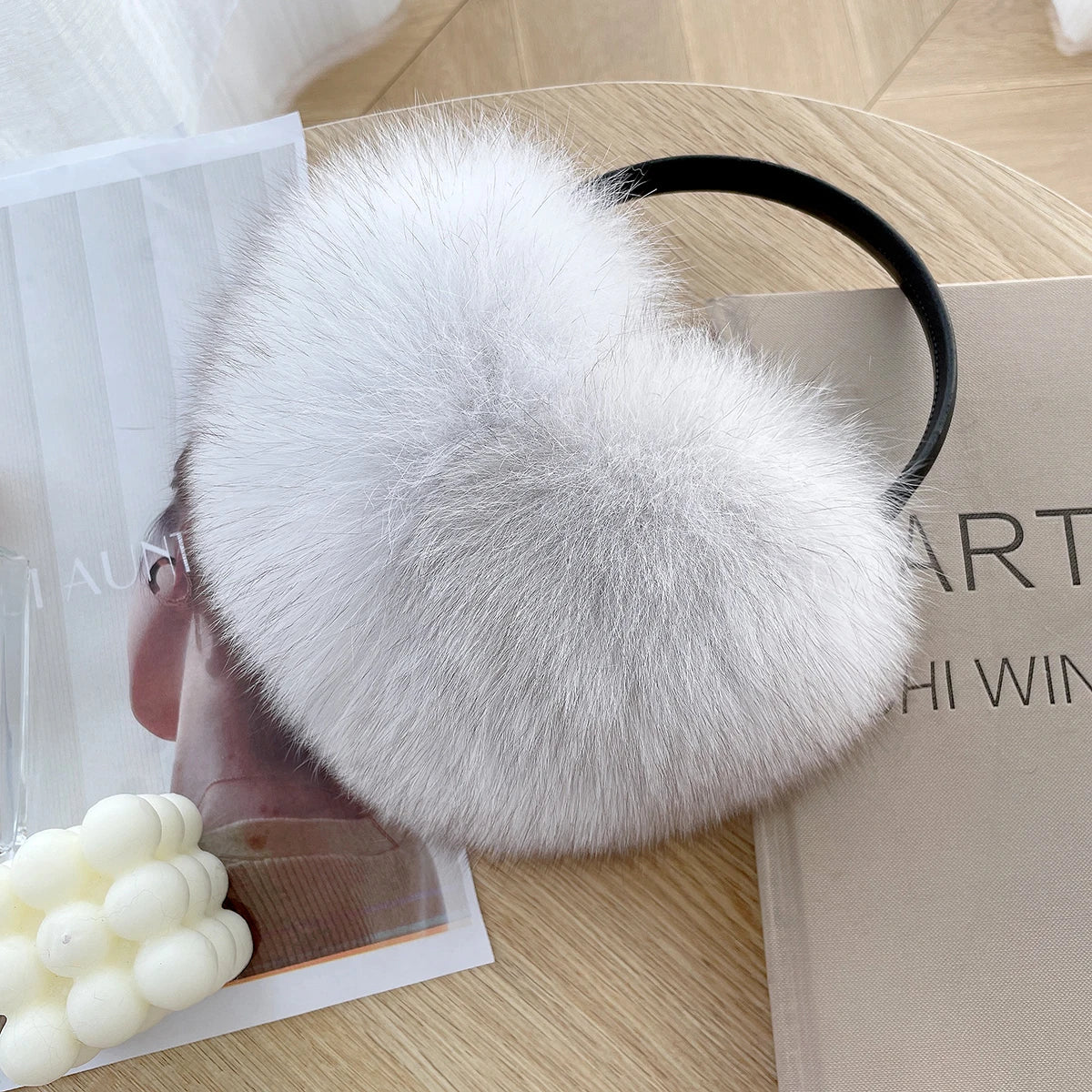 Winter Women Warm Real Fox Fur Earmuffs Girl's Earlap Ultra Large Ladies Plush Earmuff Luxury Ladies Fox Fur Earmuffs
