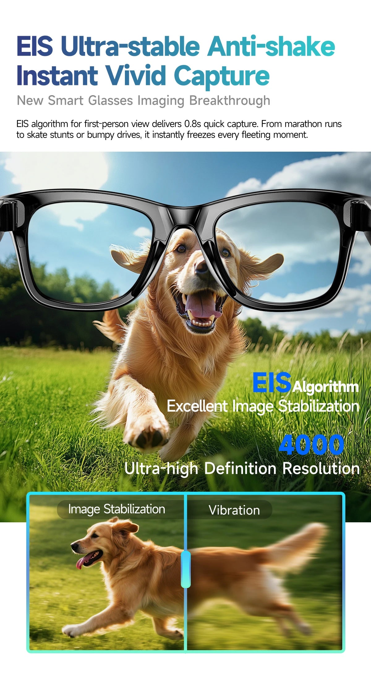 2026 Smart Glasses 8MP Camera WiFi Bluetooth Touch Control IP65 Waterproof AI Translation Noise Cancelling AI Glasses Women