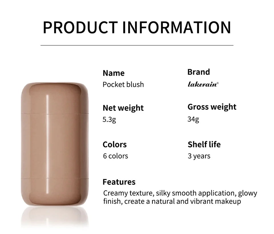 Pink Beauty Multi-use Blush Stick For Lips Cheek Long-lasting Hydrating Highlights Brighten Soft Natural Flush Cream Blush Stick