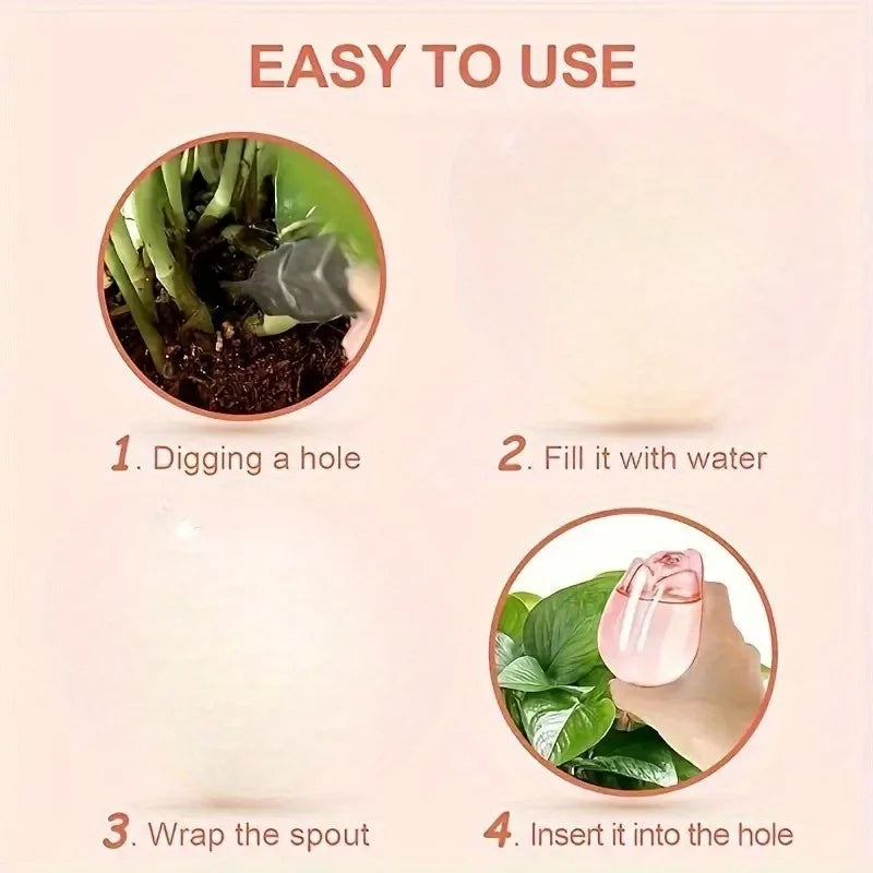 Pink Tulip Plant Watering Balls - Automatic Plant Drippers for Indoor & Outdoor Plants