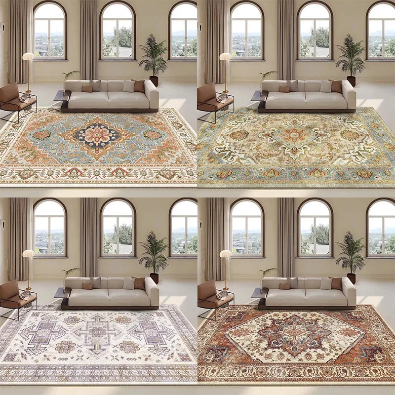 Persian Retro Rug For Living Room Sofa Area Non-Slip Washable Rug For Bedroom