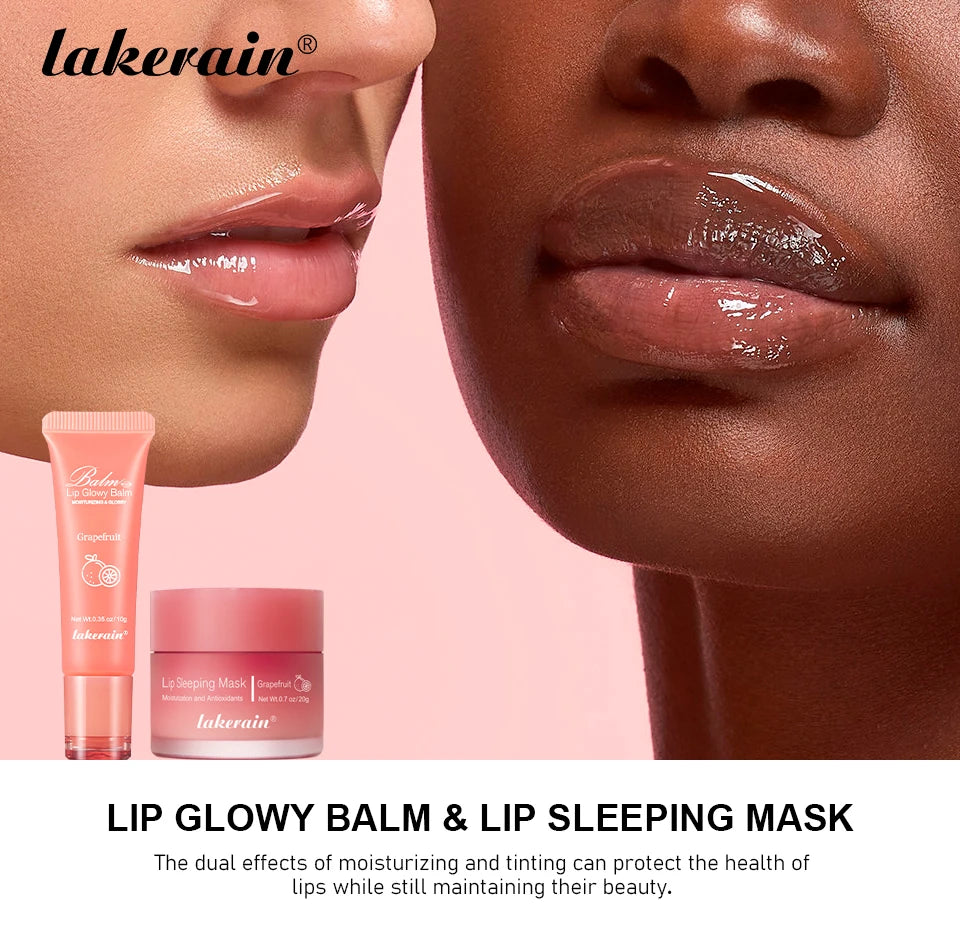 Lip Care Kit Moisturizing Lip Glowly Balm Sleeping Lip Mask Deep Hydrate Night Sleep Mask Reduce Lip Lines Remove Dead Skin