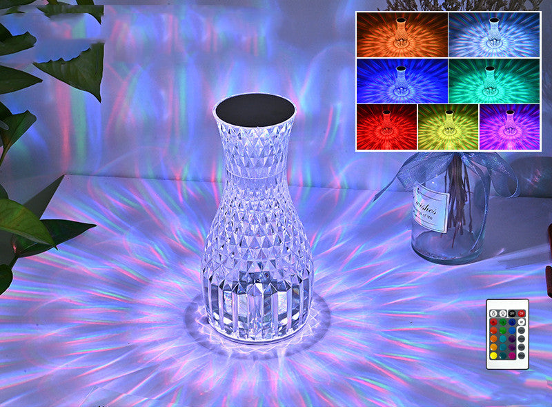 Luxe Crystal Vase Lamp USB Charging Romantic Bedside Diamond Table Lamp For Home Christmas Decor LED Lights