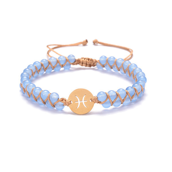 Beautiful Zodiac Sign Handwoven Natural Birthstone Unisex Bracelets