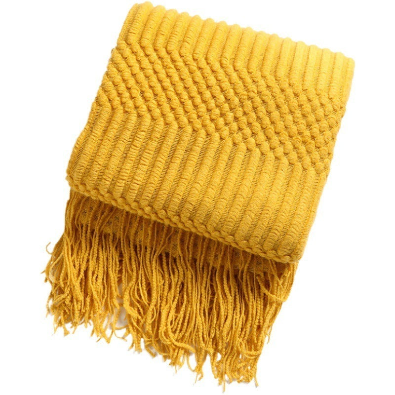 Nordic Luxury Blanket Hotel Bed Throw Bed Runner Tassel Shawl Blanket Bed Tail Cloth Cover Blanket B & B Bed Towel Knitted Blanket