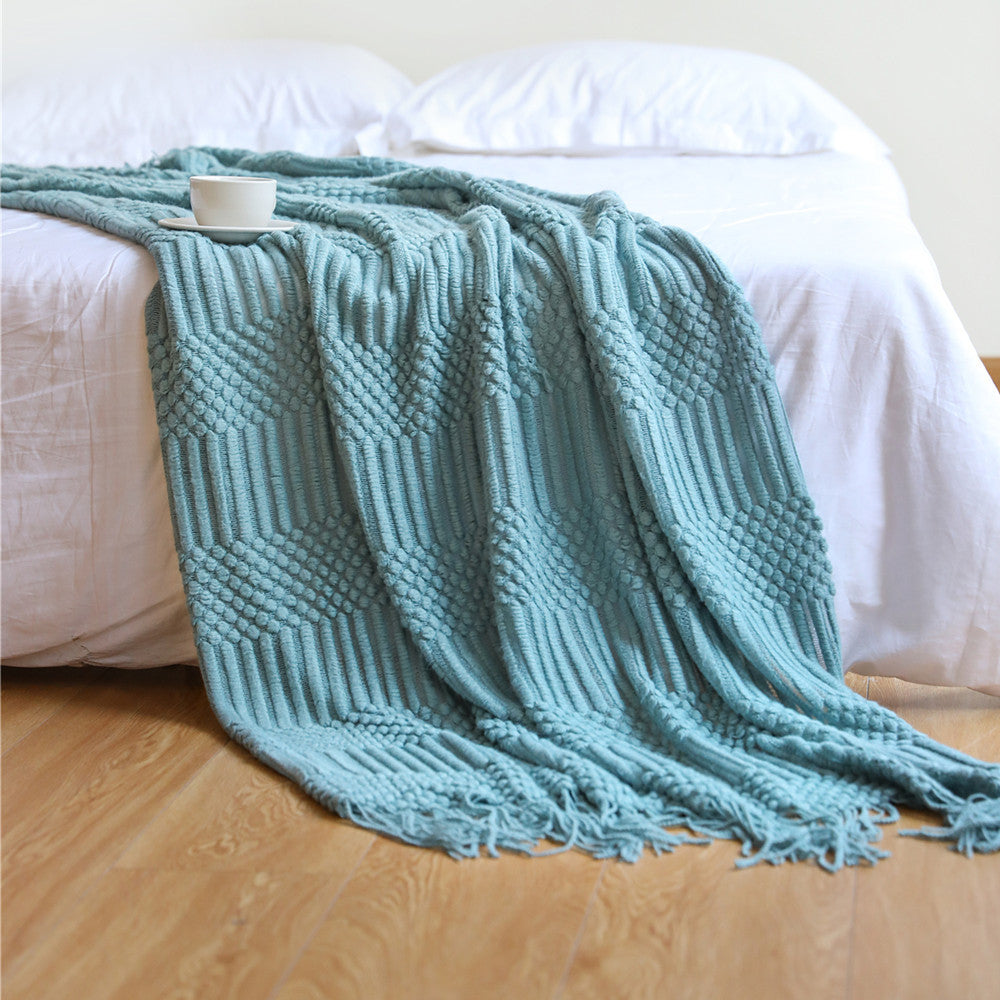 Nordic Luxury Blanket Hotel Bed Throw Bed Runner Tassel Shawl Blanket Bed Tail Cloth Cover Blanket B & B Bed Towel Knitted Blanket
