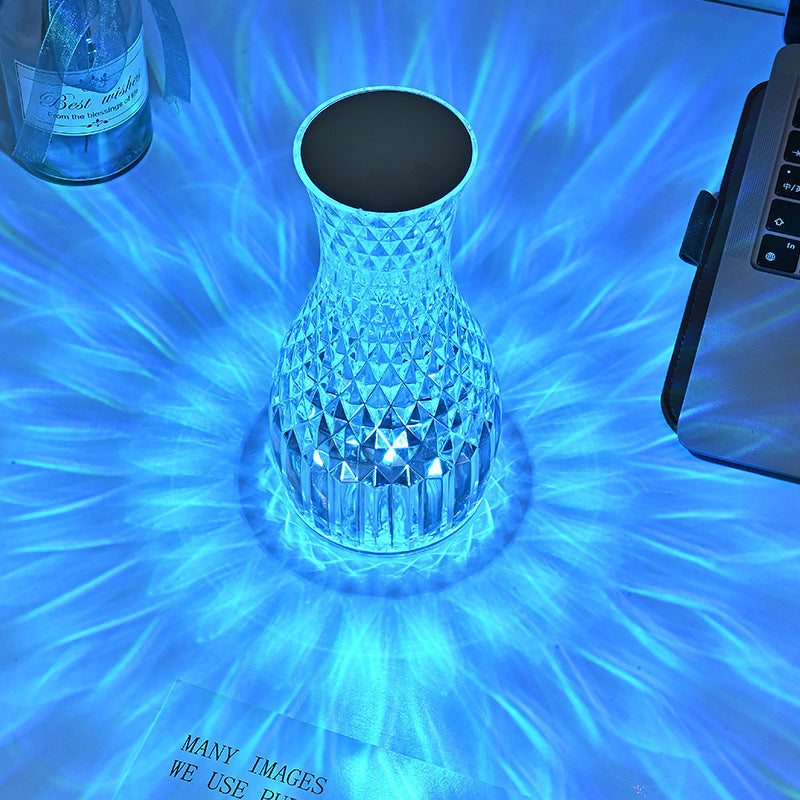 Luxe Crystal Vase Lamp USB Charging Romantic Bedside Diamond Table Lamp For Home Christmas Decor LED Lights
