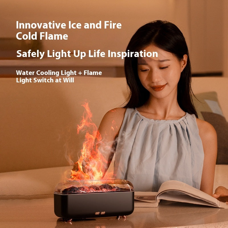 Household Multi-functional Desktop Seven-color Ambience Light Flame Aroma Diffuser