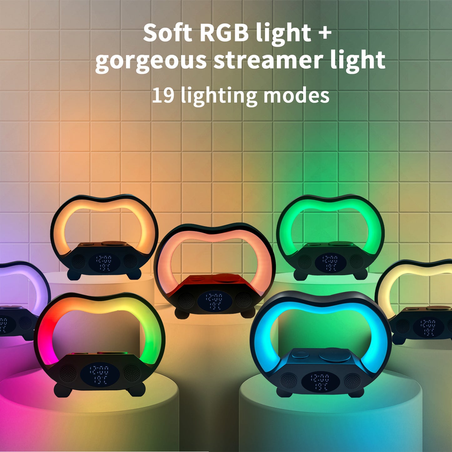 2026 New 6 In 1 Smart Remote Control Bluetooth-compatible Ambience Intelligent LED Table Lamp Multi-function Wireless Charger Night Light Bluetooth-compatible Speaker