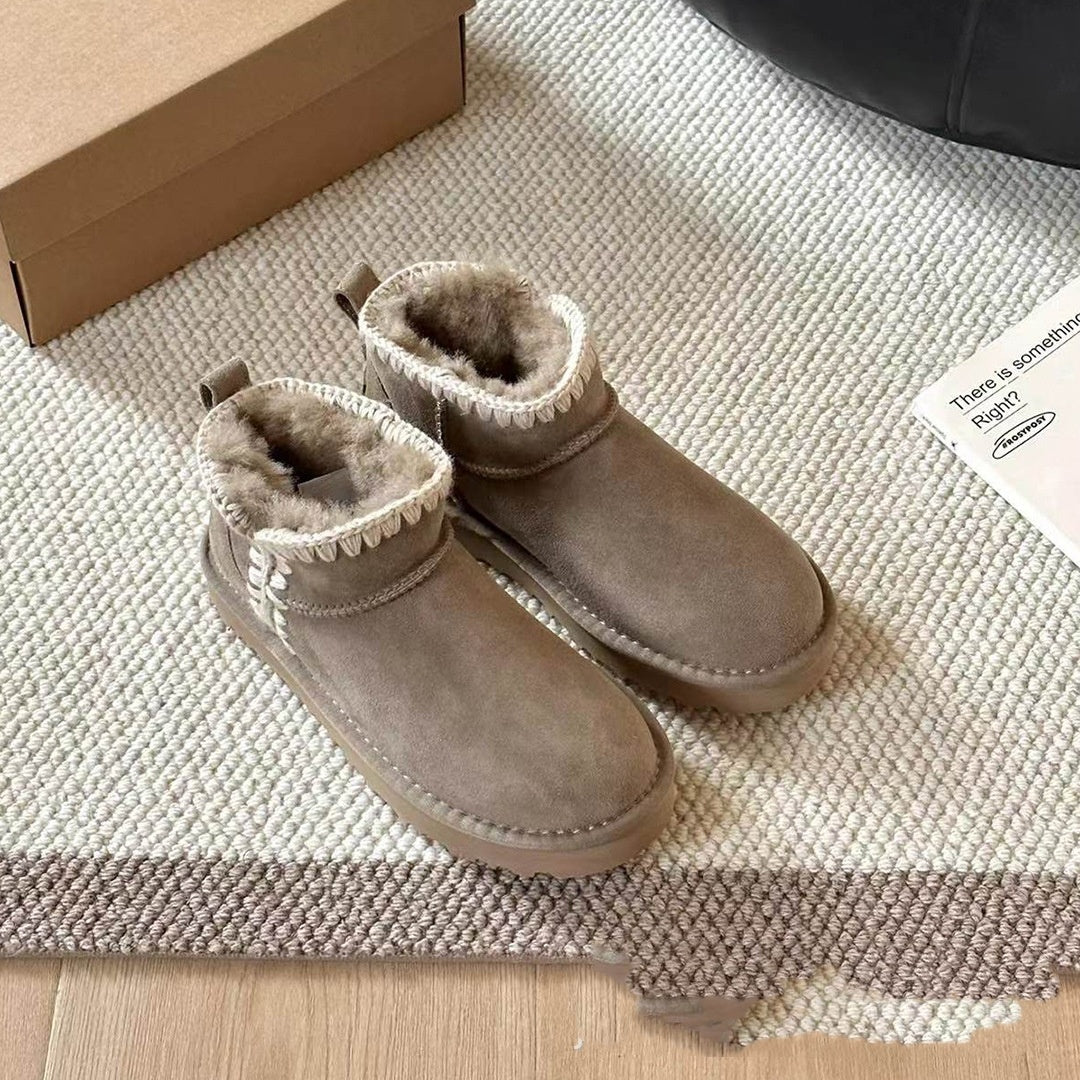 New 2026 Sheep Fur Suede Integrated Wool Ankle Boots