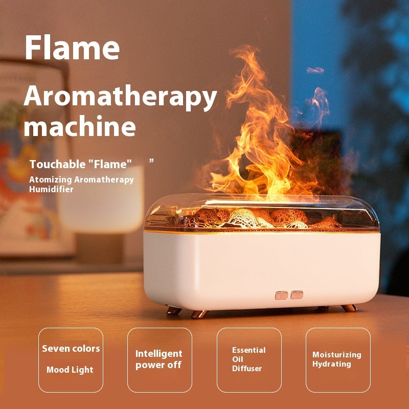 Household Multi-functional Desktop Seven-color Ambience Light Flame Aroma Diffuser