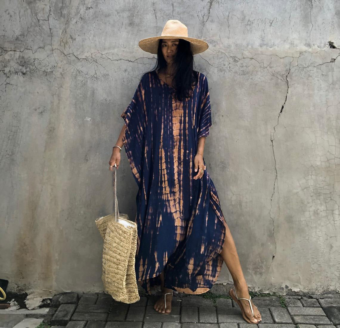 Rustic Chic Cotton Beach Cover-up Robe Dress