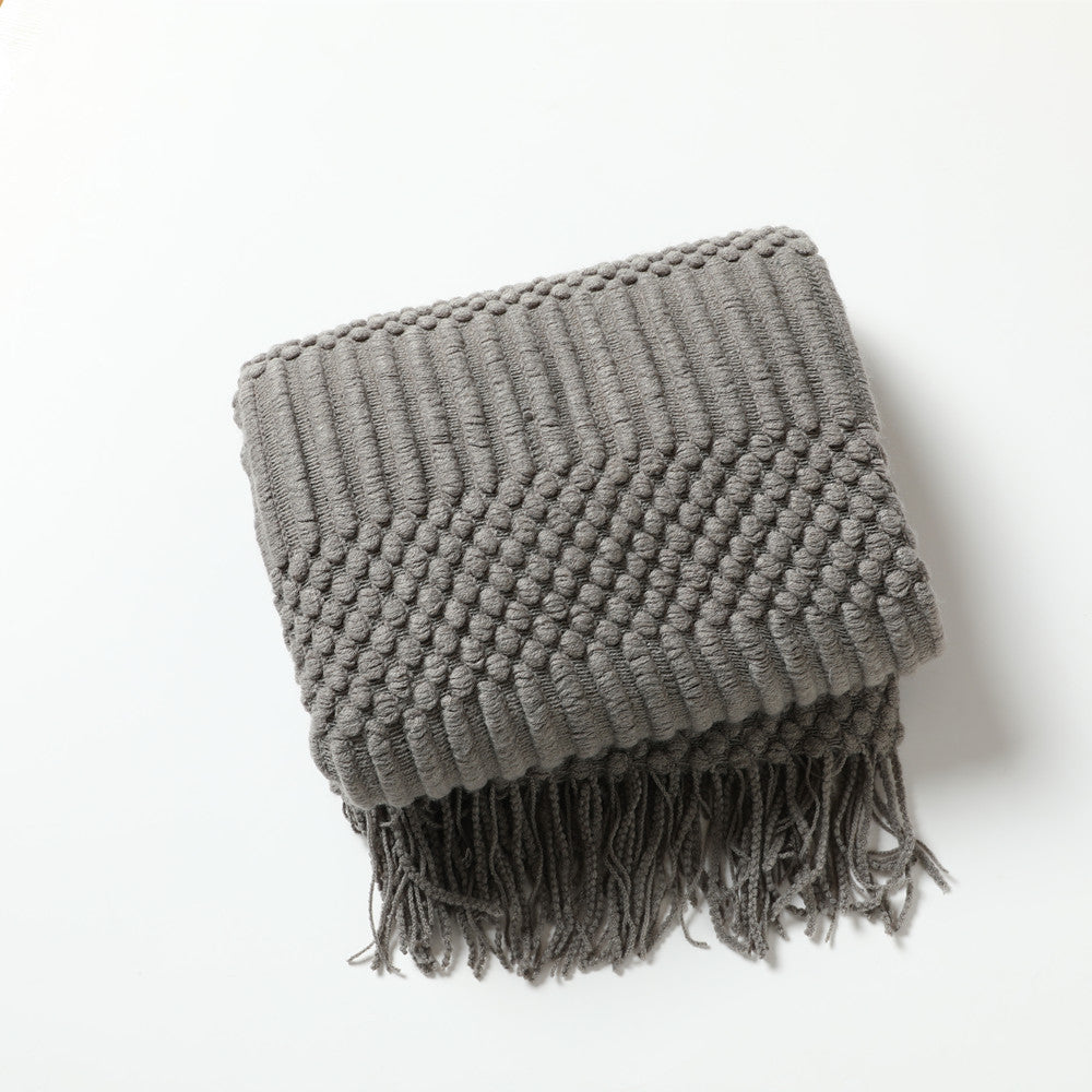 Nordic Luxury Blanket Hotel Bed Throw Bed Runner Tassel Shawl Blanket Bed Tail Cloth Cover Blanket B & B Bed Towel Knitted Blanket